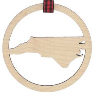 North Carolina Ring Christmas Holiday Ornament for wholesale by Woodlander Workshop