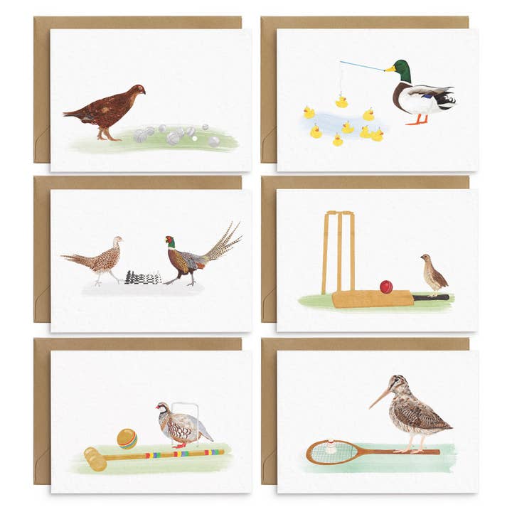 Poppins & Co. – wholesale Kontorsmateriel/Notecard Set – Game Fåglar kort - Set om 6