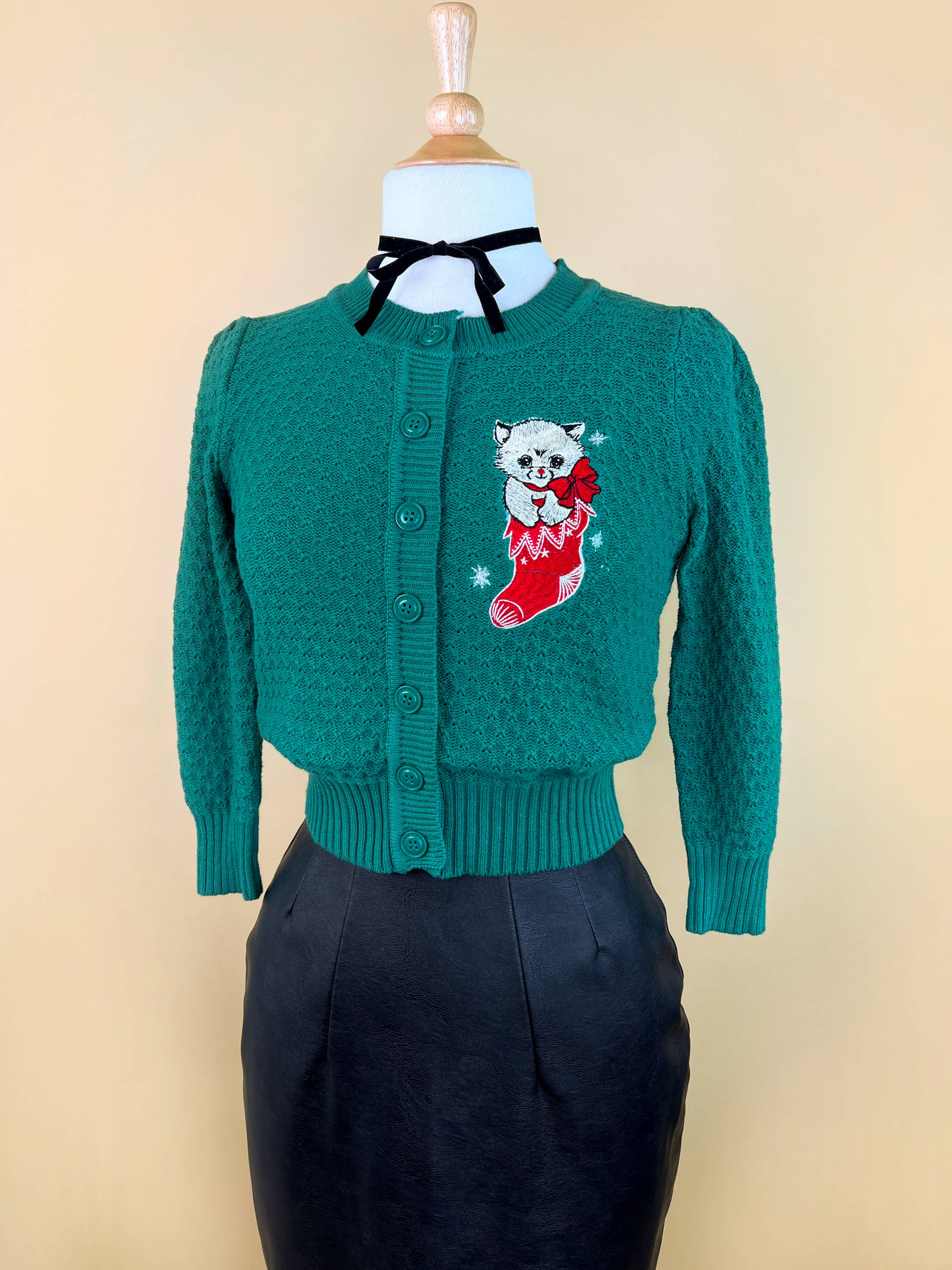 Mischief Made - Venta al por mayor Cárdigan - Mujer - Chaqueta corta Cat in the Sock en Kelly Green3