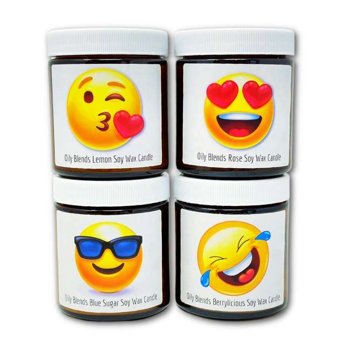 Emoji Candles Made with Soy Wax for wholesale by Oily Blends