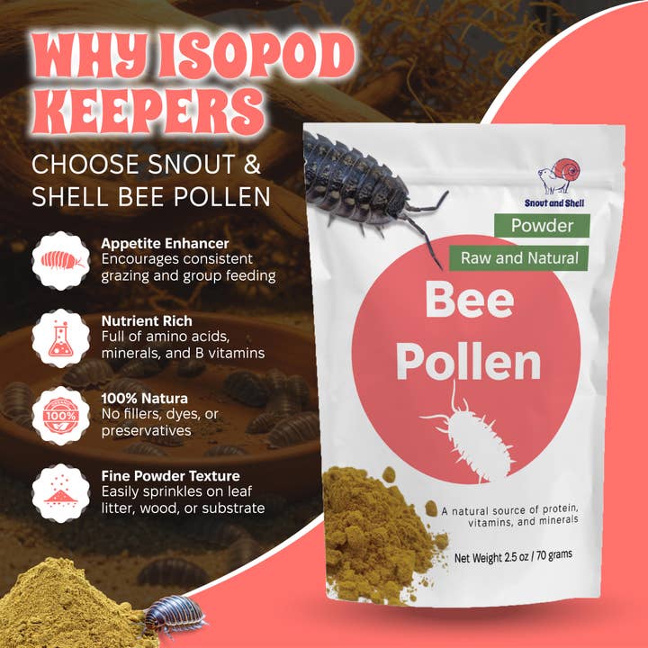 Snout and Shell - Wholesale Pet Supplement - Not Cat/Dog - Bee Pollen Powder for Isopods1
