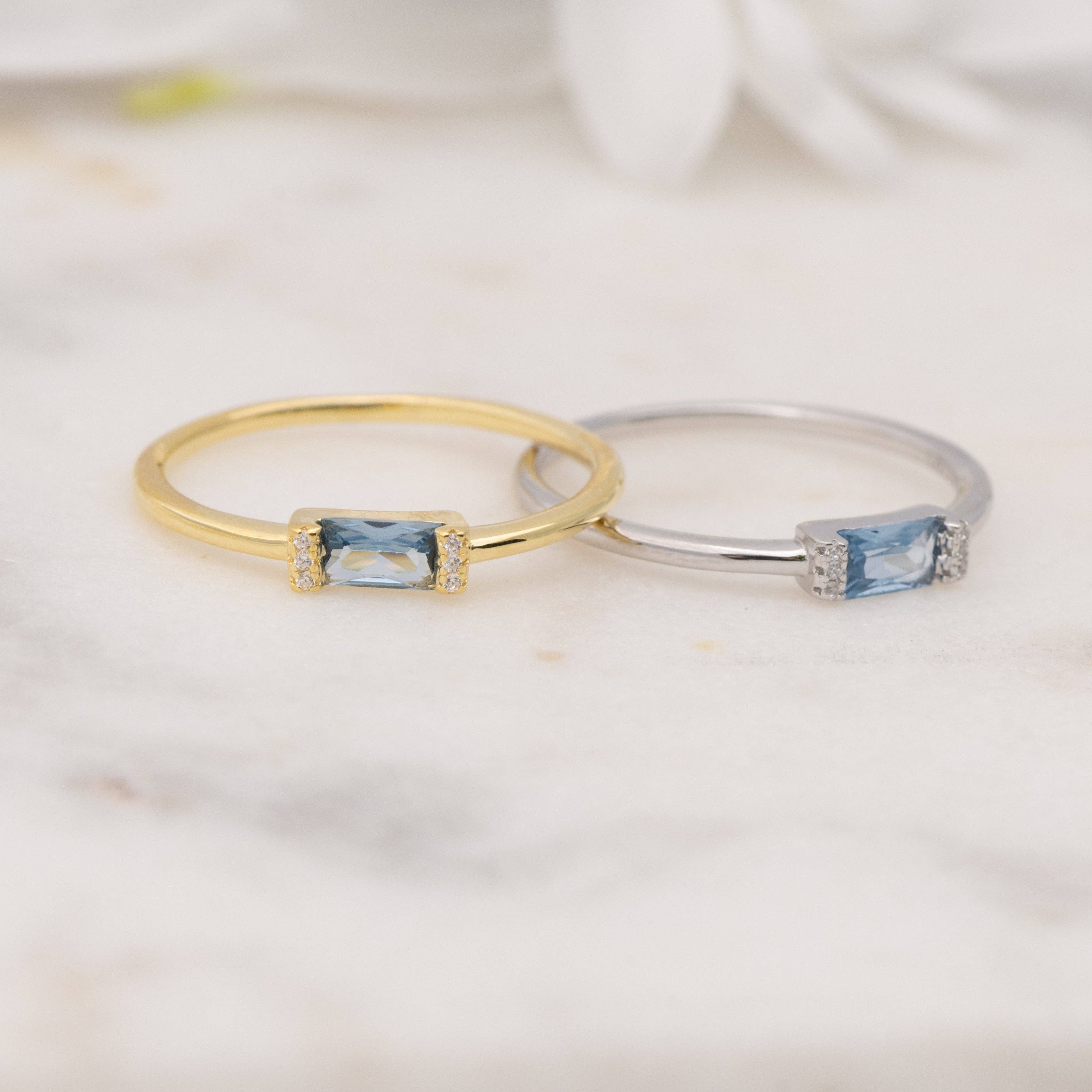 Sami Jewels – Engroshandel Solitairering – Akvamarin Baguette Ring4