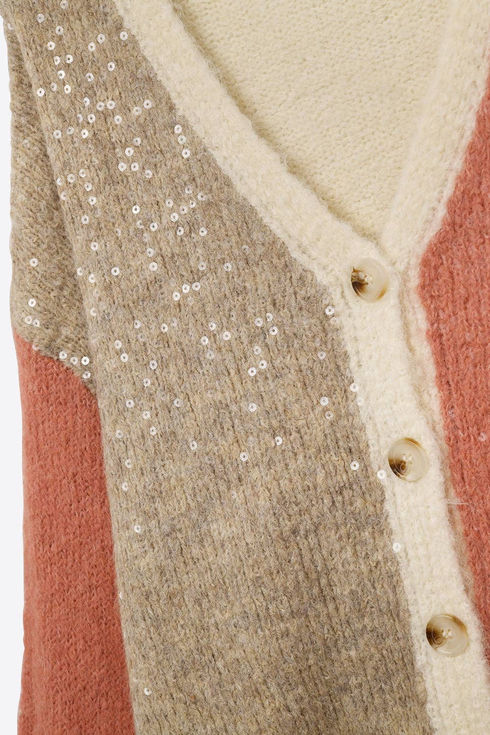 PINK Color-block Sequin V-Neck Cardigan for wholesale on Faire7