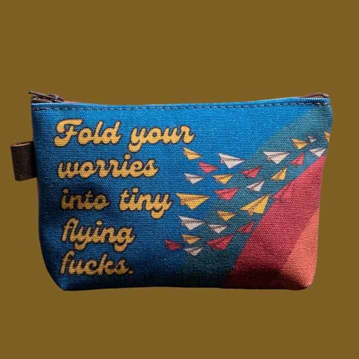 Flying Fucks | Pochette en toile IMPRIMÉE À LA MAIN MOYENNE pour la vente par In Blue Handmade