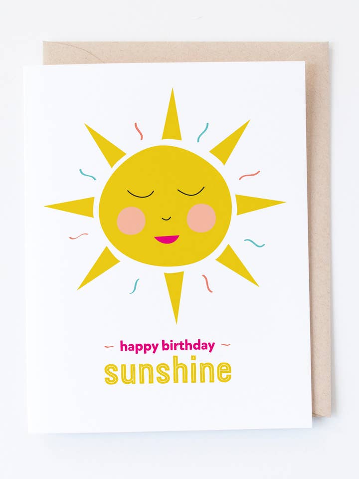 Happy Birthday Sunshine Smiling Sun Greeting Card for wholesale by Graphic Anthology Greeting Cards