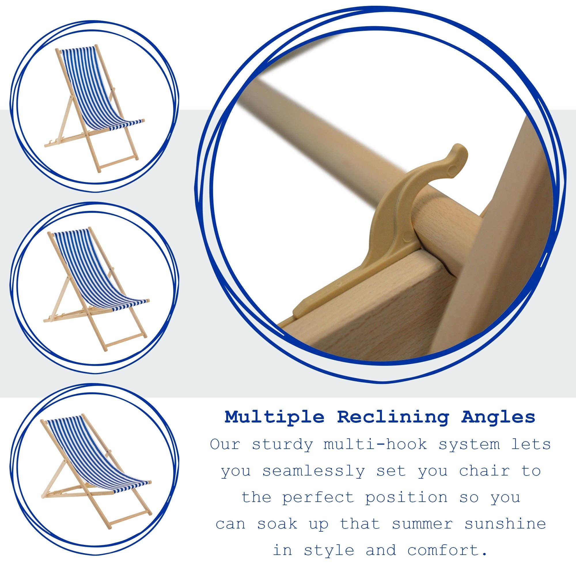 Rinkit Ltd - Wholesale Klapstoel - Harbour Housewares strandstoel met blauw-witte strepen5