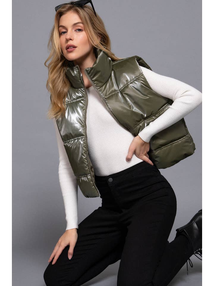Active Basic | Active USA - Wholesale Outerwear Vest - Women's - High Neck Zip Up Vest