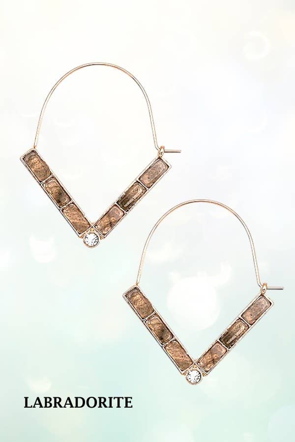 Andrea Bijoux - Wholesale Hoop Earrings - SEMI PRECIOUS V DROP WIRE HOOP EARRING5