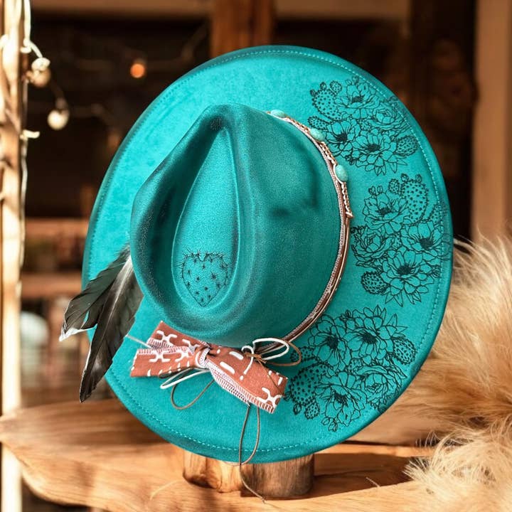 Wild Indigo - Wholesale Cowboy Hat - Women's - Cactus Heart Burnt Hat 2