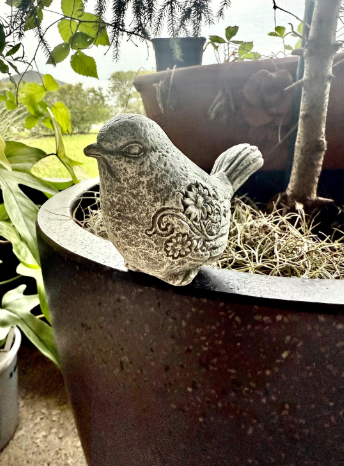 Backyard Stone Art - Wholesale Versiering/decoratie voor buiten - Betonnen Vogel met Mooie Bloemen aan de Zijkant, Beeld, Beeldje7