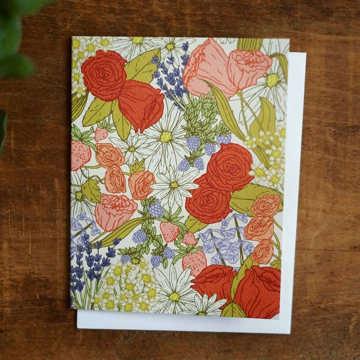 English Garden | Botanical Greeting Card | A2 for wholesale by annalisa v. sawtell