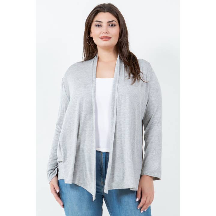 Azules Clothing - Wholesale Cardigan - Women's - Plus Size Women Long Sleeve Open Front Cardigan
