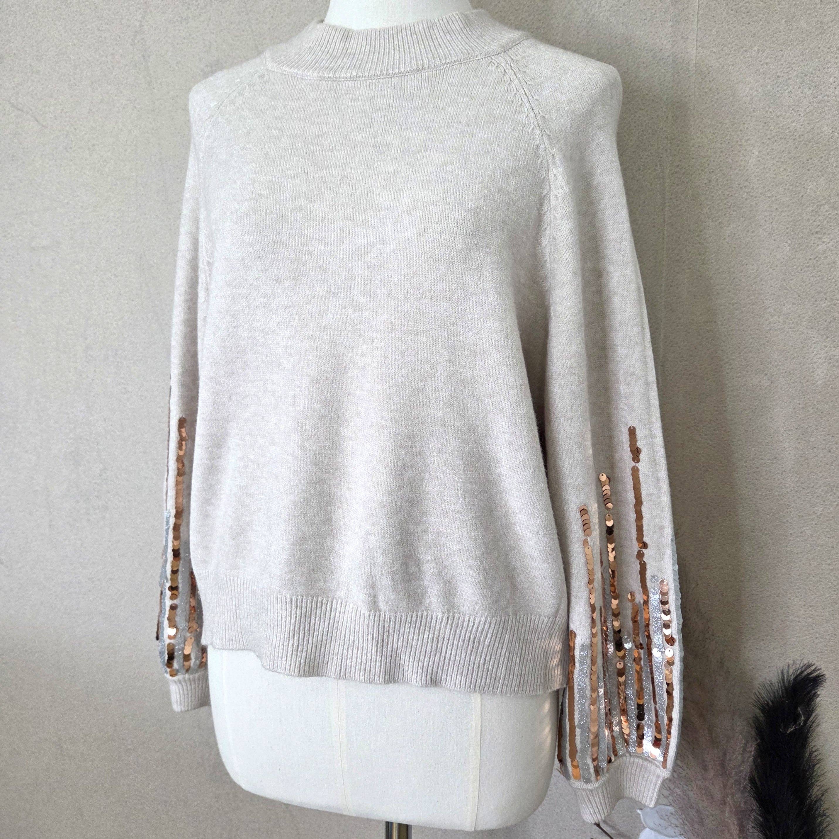 Tempest Designs – wholesale Knitted jumper – Women′s – Fine knit jumper with balloon sleeves and sequin detail (S-M)1