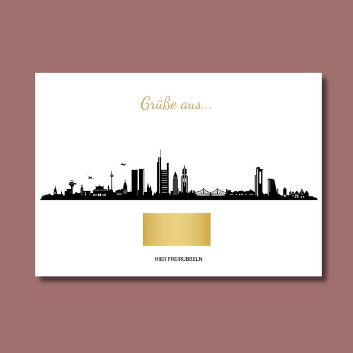 Rubbelkarte Frankfurt Postkarte Karte Grüße zum Freirubbeln für den Großhandel von FreelingVenture