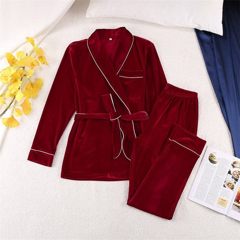 FurDecoration - Wholesale Pyjamaset - Dames - Dik fluwelen pyjama set met lange broek10