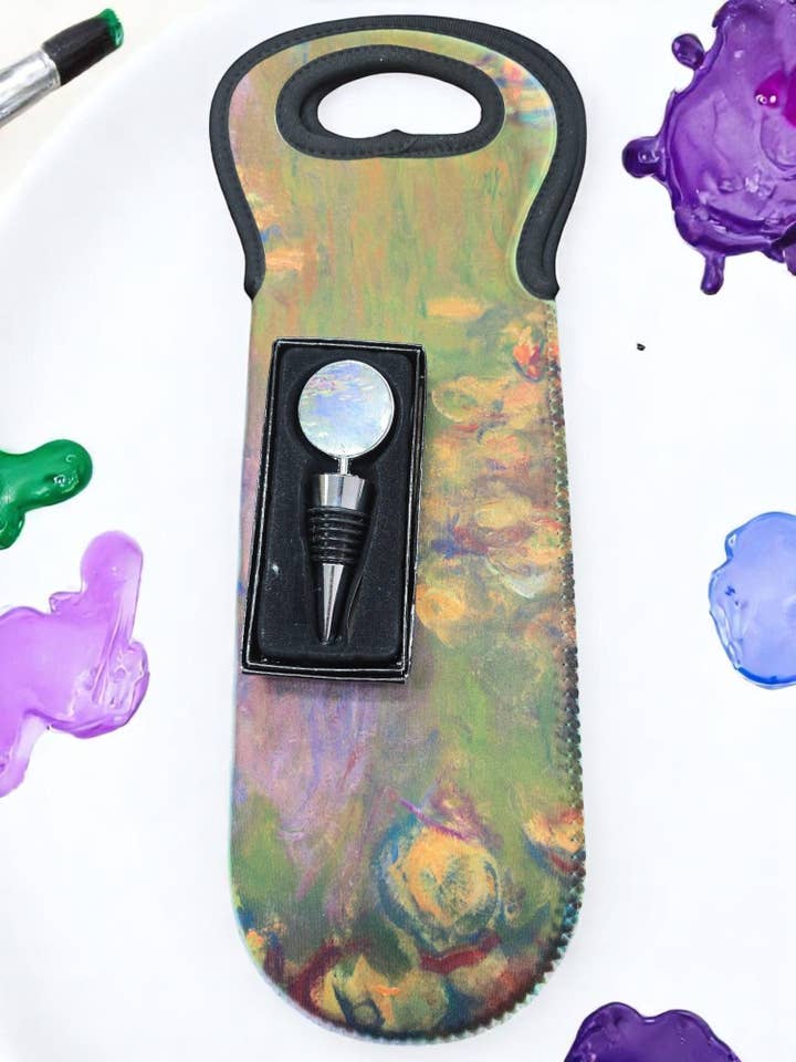 Sac à vin Nymphéas de Monet | Sac à vin art impressionniste pour la vente par Ciao Bella Jewelry Inc