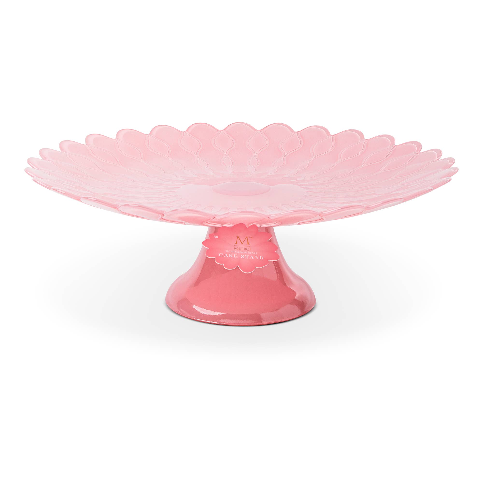 Core Home - Wholesale Cake Stand - 13" Scalloped Daisy Cake Stand - Salmon Rose1