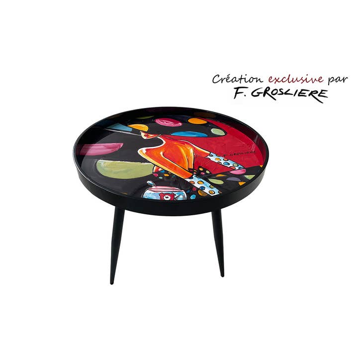 Mesa Madeira/Metal Mulher com Bolinhas Por F. Grosliere Styyl por atacado de Socadis