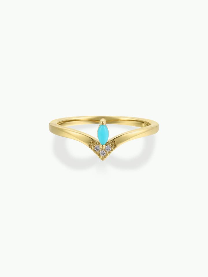 Gold Rings - Floating Gemstone - Turquoise & CZ for wholesale by JaxKelly