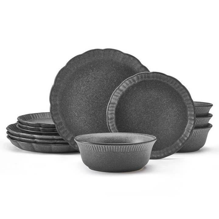 Fitz and Floyd® Mikasa® Pfaltzgraff® - Wholesale Dinnerware Set - Pfaltzgraff Noah Gray 12PC DW Set Brown Bx Pkg