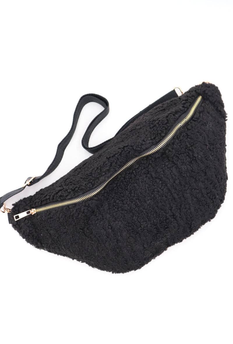 LIL' MOON - Venta al por mayor Riñonera - Mujer - Cangurera #LM2023 -22 efecto piel de oveja con cierre y bolsillos6