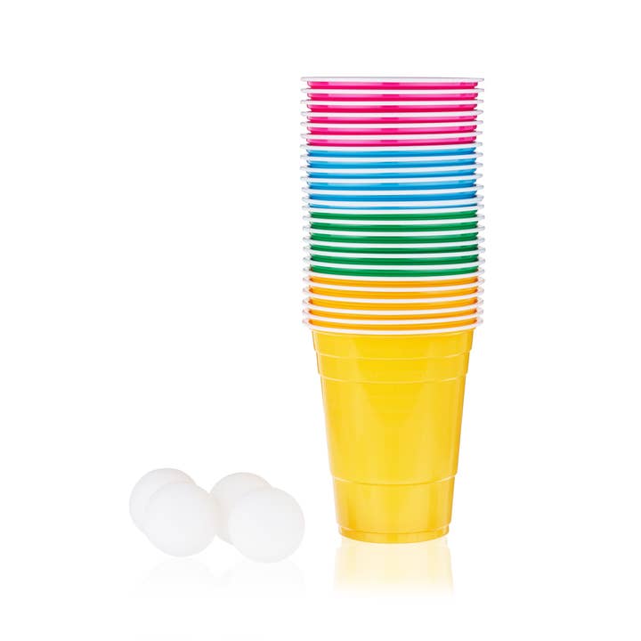 TRUE - Wholesale DIY Beer/Alcohol Kit - Party Neon Beer Pong Set -Set of 24 Cups & 4 Ping Pong Balls
