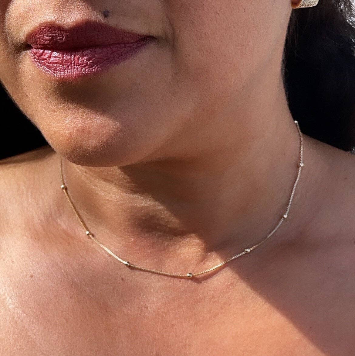 Milie - Wholesale Link & Chain Necklace - 18k GF Satellite Chain 1mm Necklace3