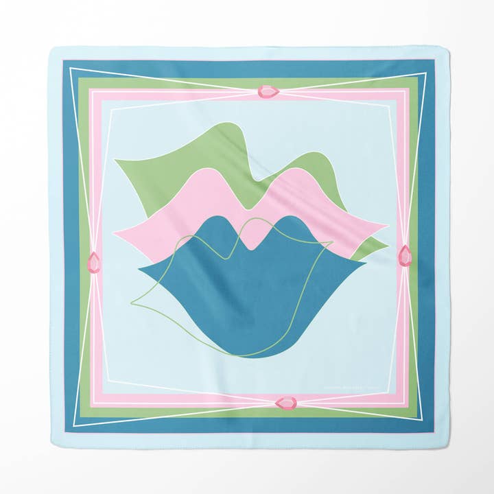 Lenço quadrado de seda - MUSE 67*67 cm - Céu verde/azul por atacado de GLORIA BALENSI