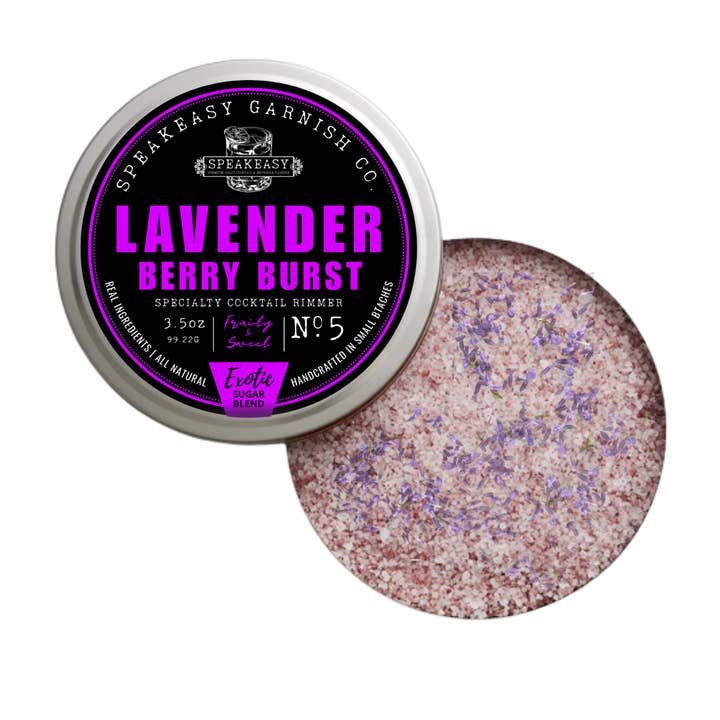 Speakeasy Zucchero per Bordo Cocktail Lavanda e Frutti di Bosco per la vendita all'ingrosso da parte di Speakeasy Premium Craft Cocktail Garnishes