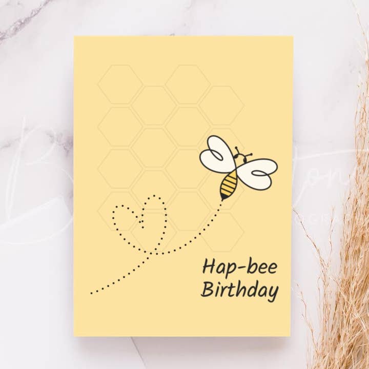 Hap Bee Birthday Greeting Card for wholesale by Rachel’s little design corner