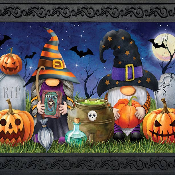 Halloween Gnomes Recycled Rubber Doormat for wholesale by Briarwood Lane