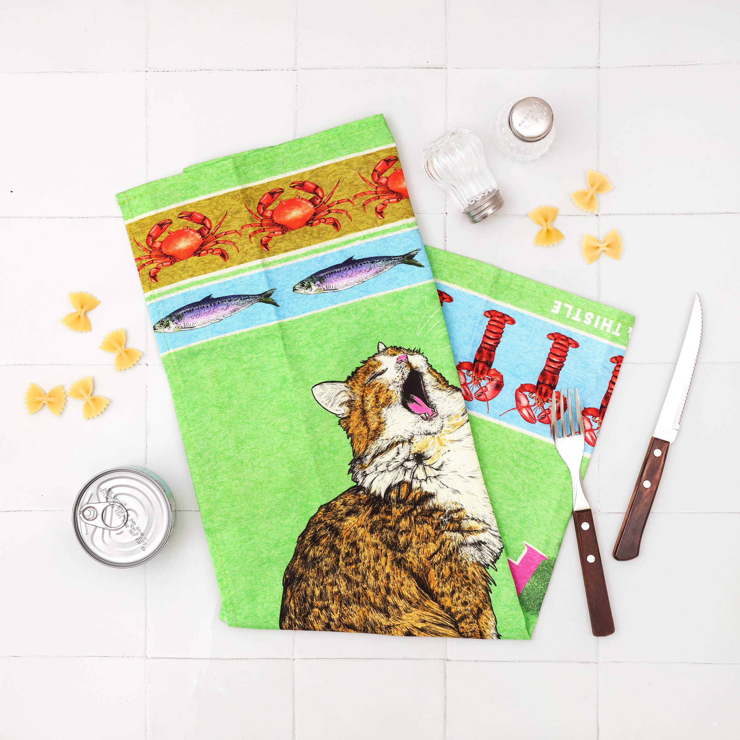 Fawn & Thistle Ltd (US Duties Paid) - Wholesale Tea Towel - Feed The Cat Tea Towel | 100% Cotton Dish Towel 10