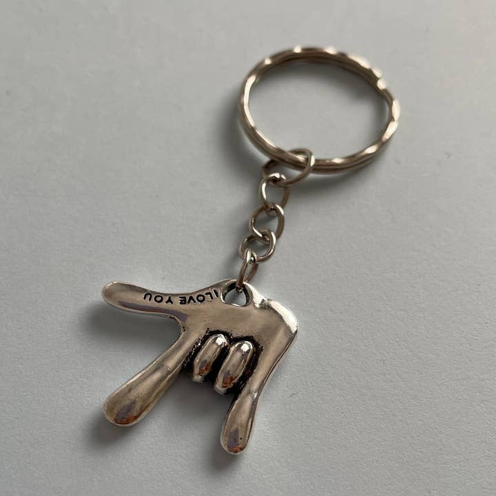 Jag älskar dig teckenspråk nyckelring ASL Nyckelring Jag älskar dig Keyc för wholesale av Roshni Desai & Things