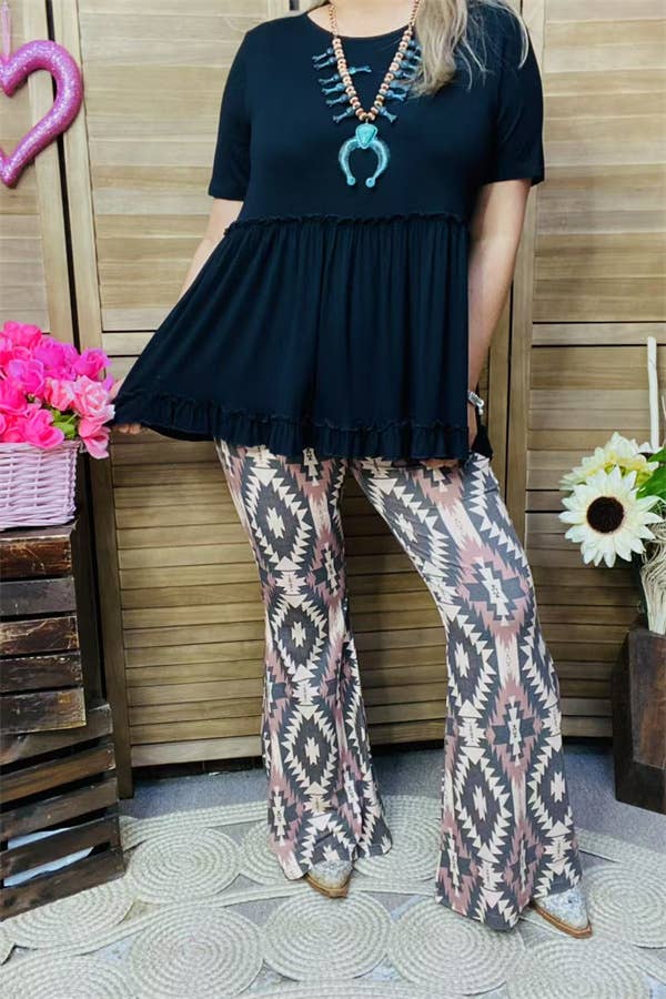 luluclothes - Wholesale Pants - Women's - GJQ15654 Aztec multi color printed tighten/long bell bottom 2