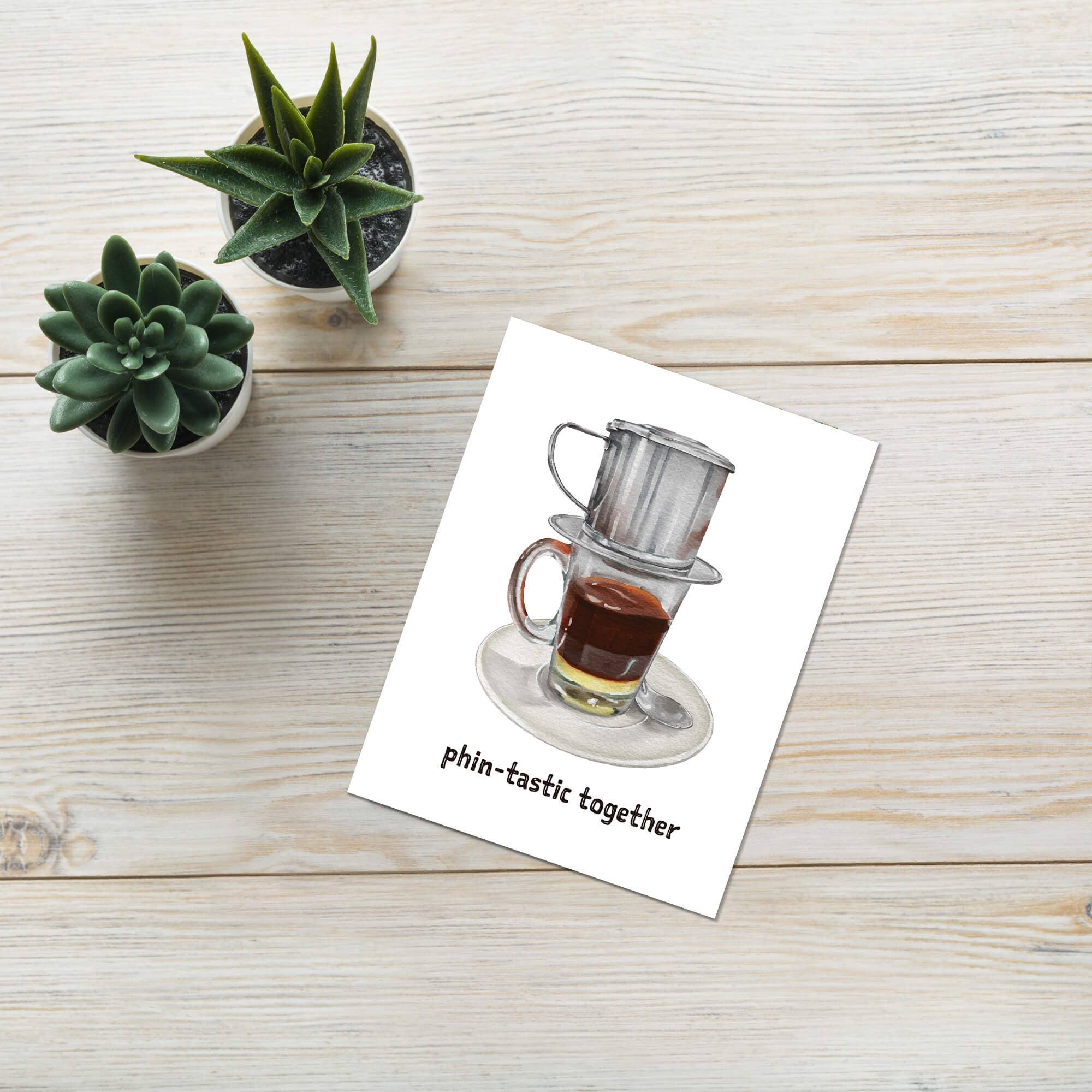 Cute Asian Cards - Wholesale Love Card - Phin-Tastic Match | Vietnamese Coffee Lovers Pun Asian Greeting Card5