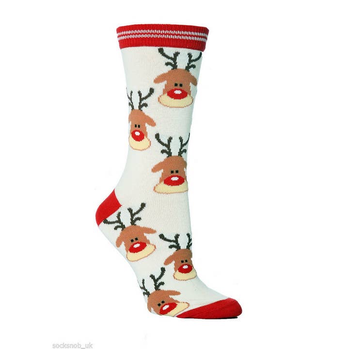 NINEXIS - Wholesale Socks - Women's - CWMS0812_Christmas Personality Elk Snowflake Santa Red Socks7