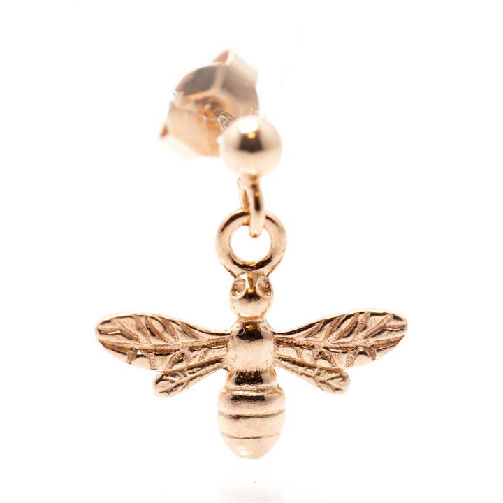 Orecchini a bottone a forma di ape in oro rosa per la vendita all'ingrosso da parte di Sophellie Jewellery