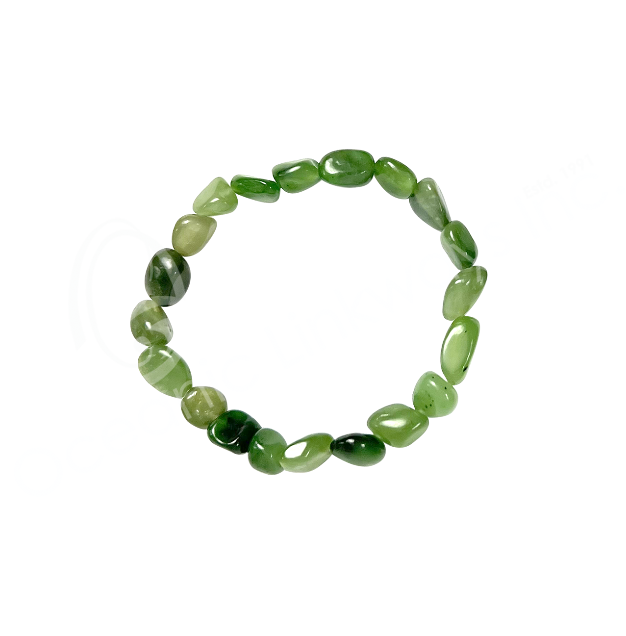 Oceanic Linkways Inc - Wholesale Spiritual Stone/Crystal - (PC)BRACELET - TUMBLED STONES JADE, NEPHRITE (10-13 MM) 8-80