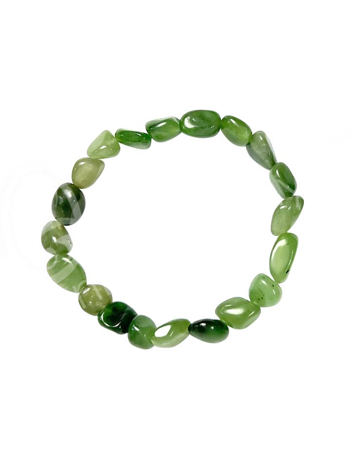 (PC)BRACELET - TUMBLED STONES JADE, NEPHRITE (10-13 MM) 8-8 for wholesale by Oceanic Linkways Inc