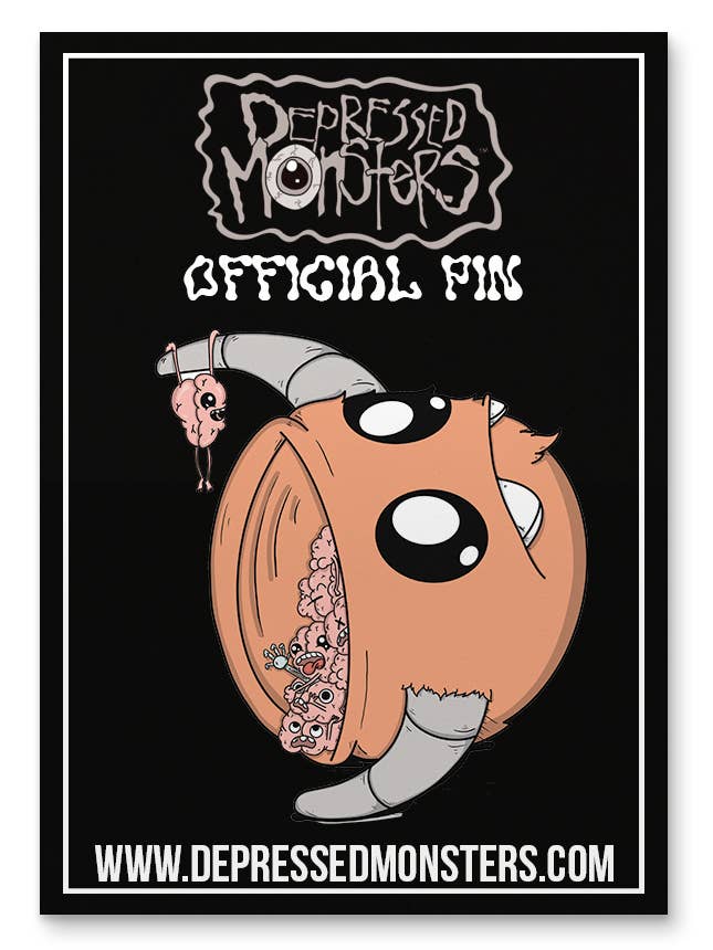 Brain Bucket Pin for wholesale by Depressed Monsters