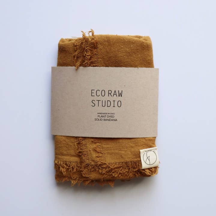 Eco Raw Studio - Wholesale Bandana – Women's - Desert Gold Solid Naturally Dyed Raw Silk Bandana2