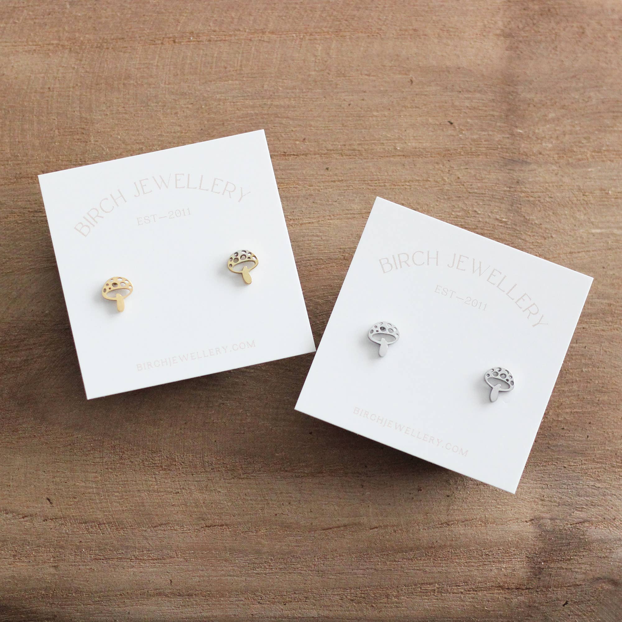 Birch Jewellery - Wholesale Stud/Post Earrings - Mini Mushroom Earrings (Silver)2