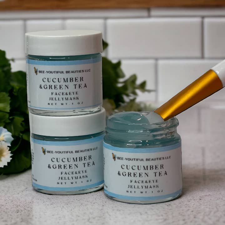 Bee-Youtiful Beauties - Venta al por mayor Mascarilla - MASCARILLA DE GELATINA DE PEPINO Y TÉ VERDE3