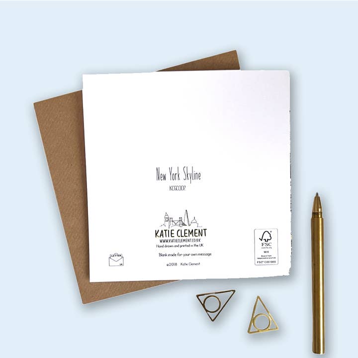 Katie Clement Illustration - Vendita all'ingrosso Biglietti di auguri - Biglietto di compleanno con skyline di New York3