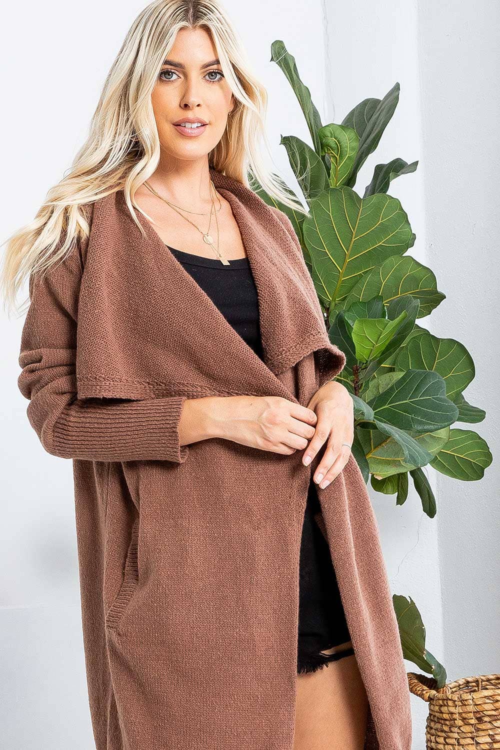 Sweet Lovely by Jen – Engroshandel Cardigan - Dame – BLØD STRIKTRØJE MED ÅBEN FRONT LANG CARDIGAN5