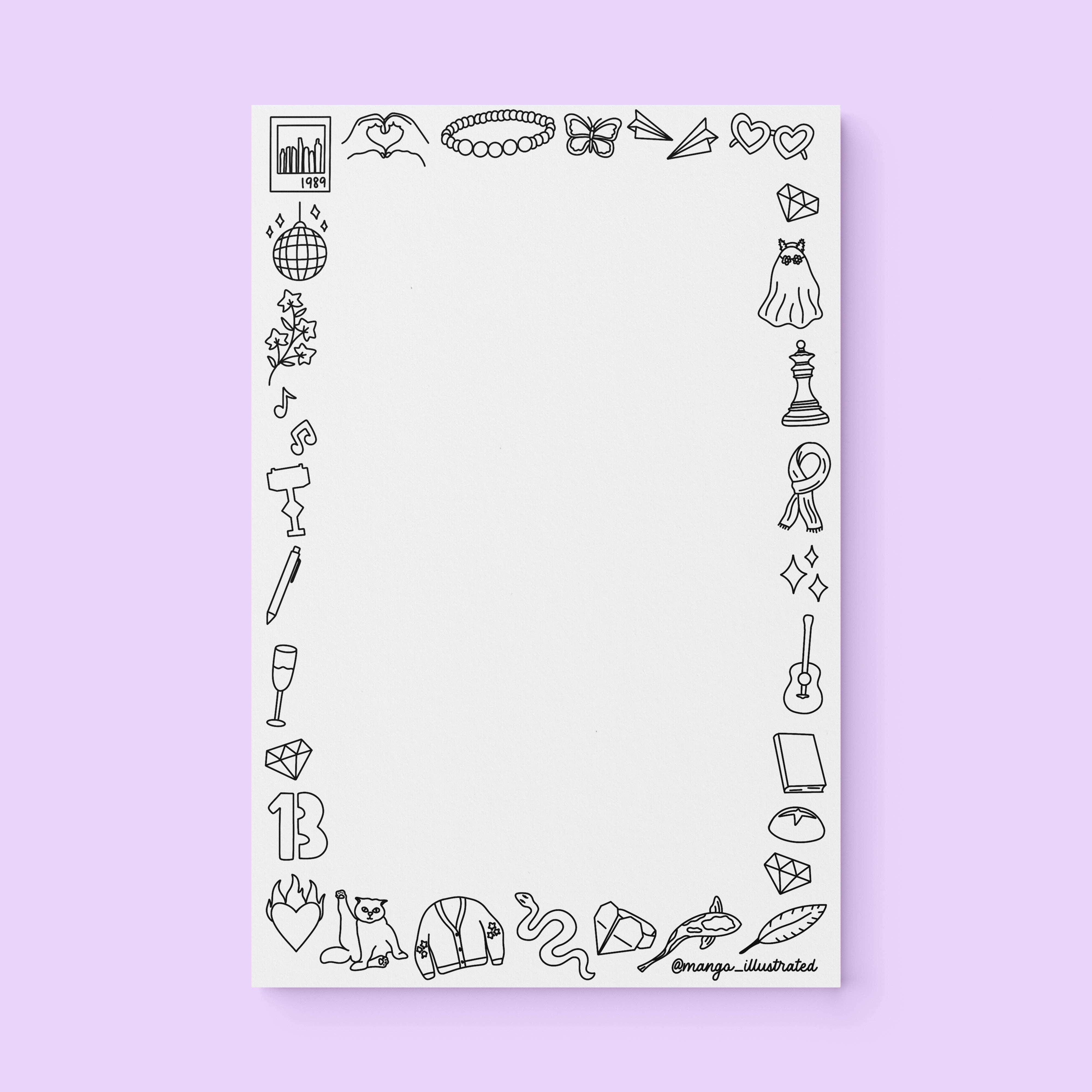 MangoIllustrated - Wholesale Notepad - Eras doodles color-in notepad1
