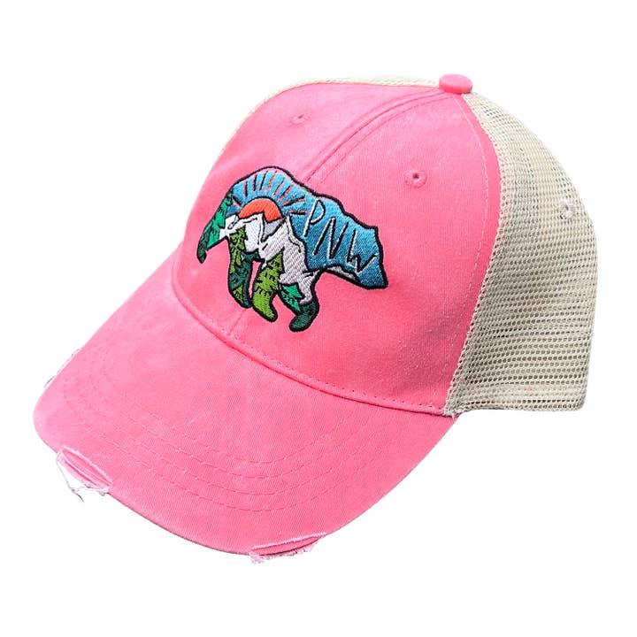 Sticker Girl, formerly KPB Apparel - Wholesale Trucker Hat - Unisex - PNW Bear | Distressed Embroidered Hat1
