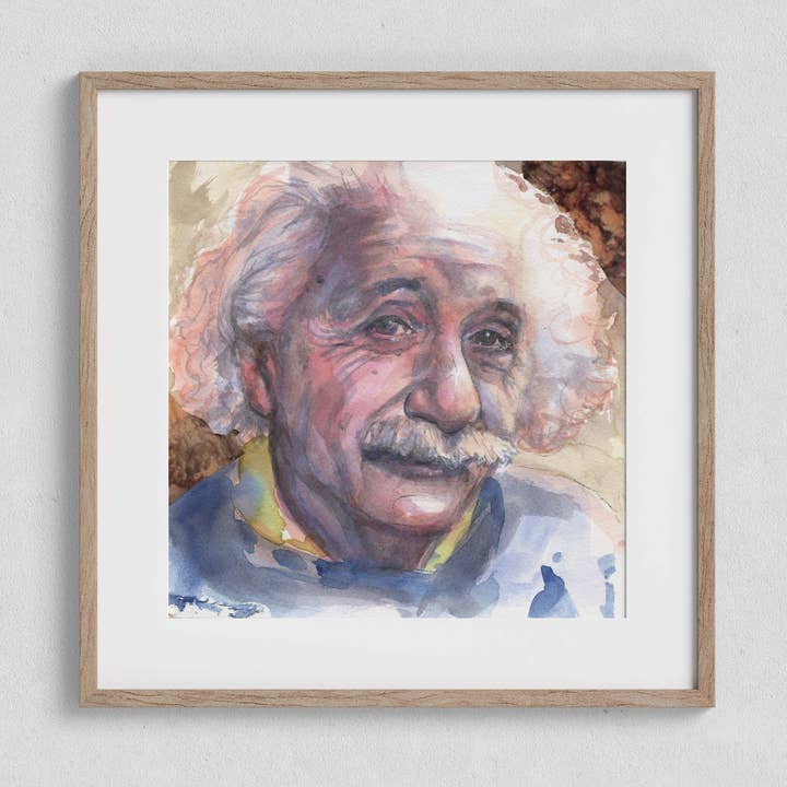 Physicist Albert Einstein Portrait 12x12" Fine Art Print for wholesale by Lynell Ingram