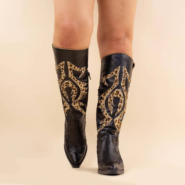 Moonrise - Venta al por mayor Botas cowboy - Mujer - Nemonic 2354 botas boho leopardo negro