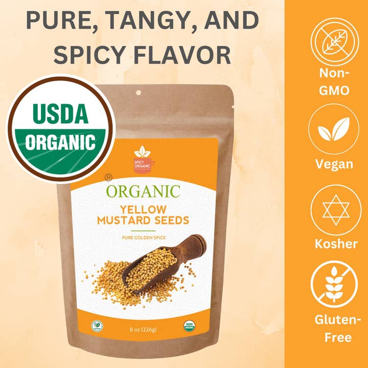 SPICY ORGANIC - Wholesale Plant Seeds - Organic Yellow Mustard Seeds – Certified USDA Organic - The Essential Spice for Pickling, Planting, and Culinary Delights5